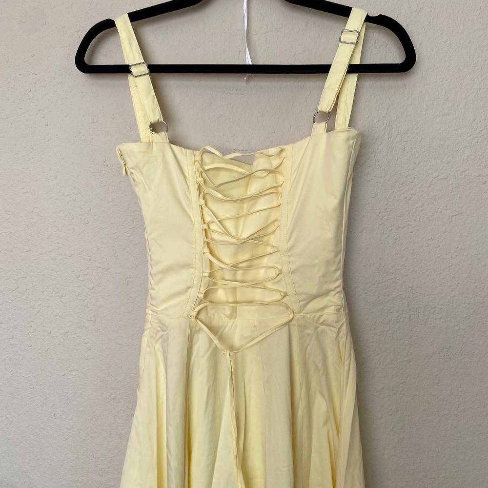 HOUSE OF CB 'Carmen' Buttercup Bustier Sundress yellow NWOT size XS - Picture 12 of 15